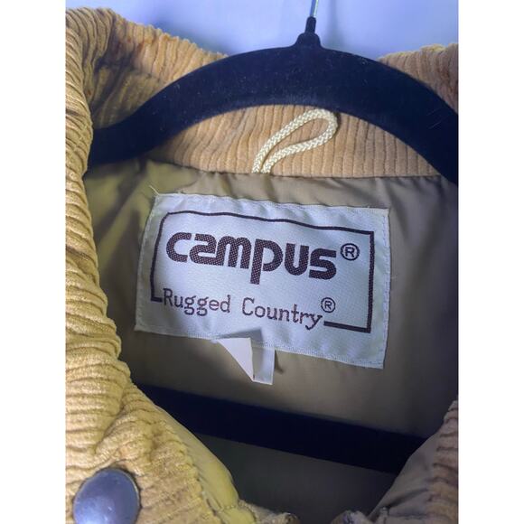 Vintage 80s Campus Rugged Country Button Snap Down Puffer Vest Corduroy Quilted - Picture 4 of 4